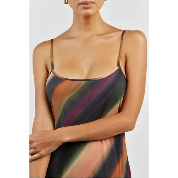 NWT DISSH Lulu Ombre Purple Green Orange Spaghetti Strap Slip On Maxi Dress - Picture 2 of 13